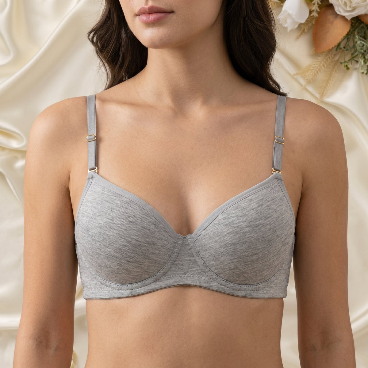 heather grey jersey t-shirt bra