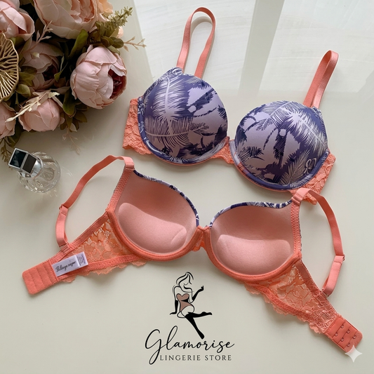 tropical palm print t-shirt bra