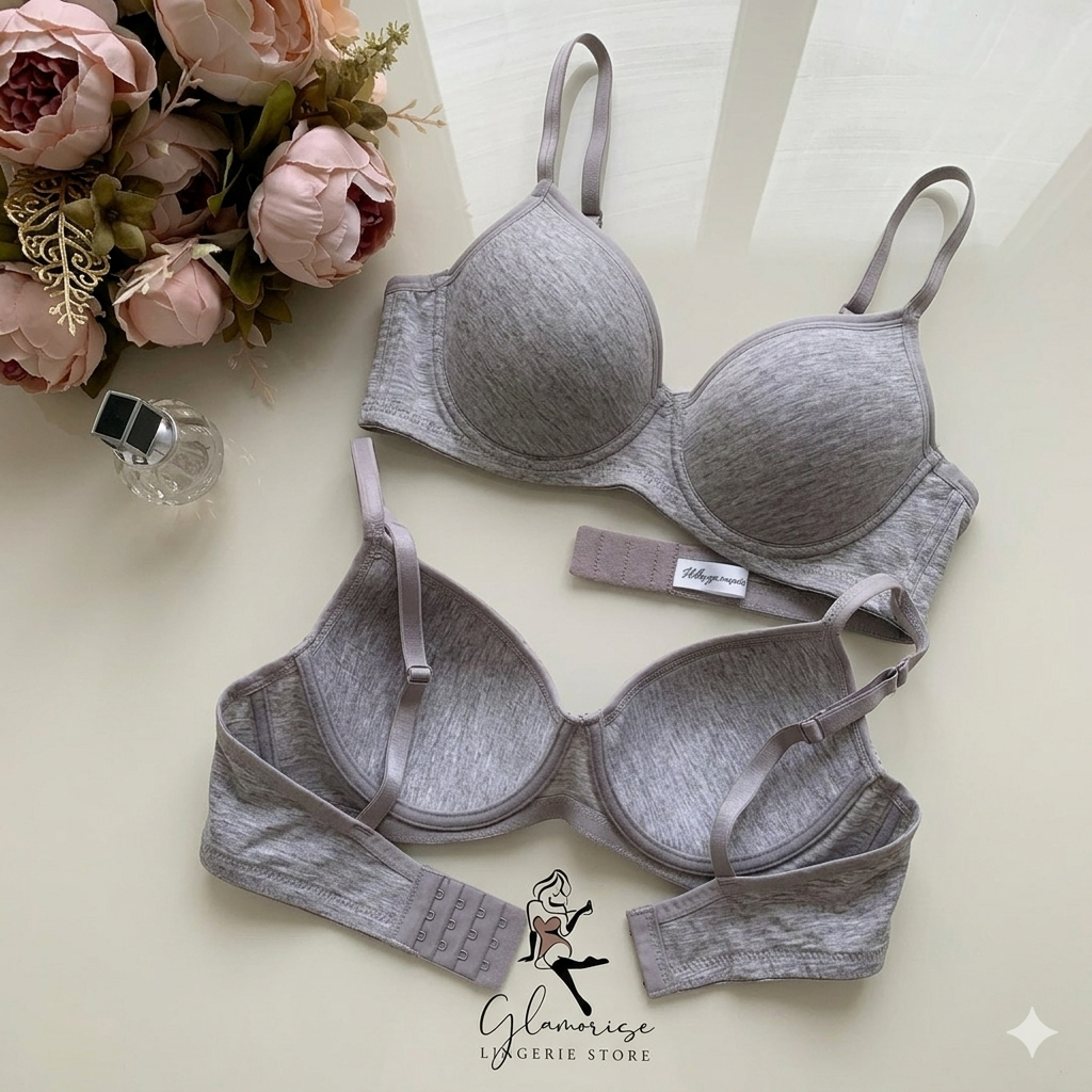 heather grey jersey t-shirt bra