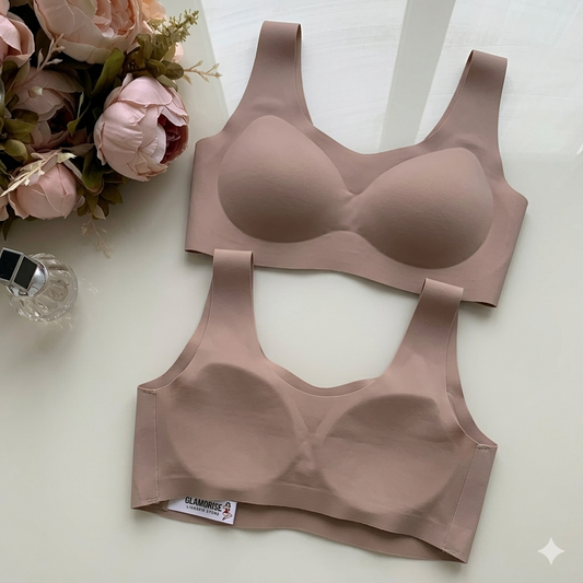 seamless laser-cut scoop-neck bralette