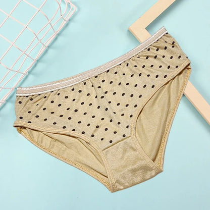 Polka Dotted Cotton Brief Women Seamless Underwear Panties