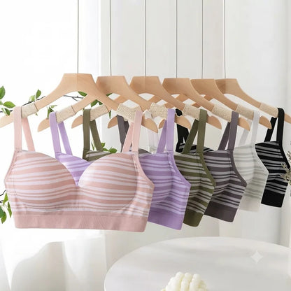 Striped Light Padded Cotton Bra – Wire-Free Everyday Comfort