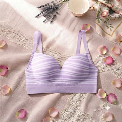 Striped Light Padded Cotton Bra – Wire-Free Everyday Comfort