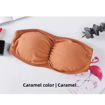 Pack of 2 Strapless Ribbed Tube Bra | Non-Slip, Side Hook Closure