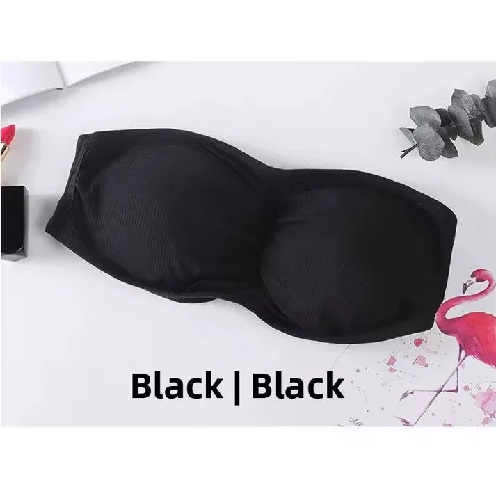Pack of 2 Strapless Ribbed Tube Bra | Non-Slip, Side Hook Closure