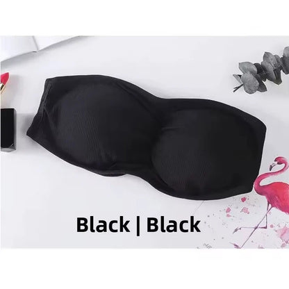 Pack of 2 Strapless Ribbed Tube Bra | Non-Slip, Side Hook Closure
