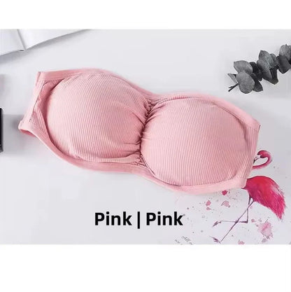 Pack of 2 Strapless Ribbed Tube Bra | Non-Slip, Side Hook Closure
