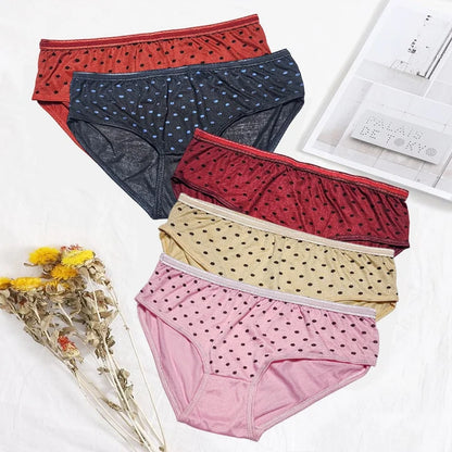 Polka Dotted Cotton Brief Women Seamless Underwear Panties